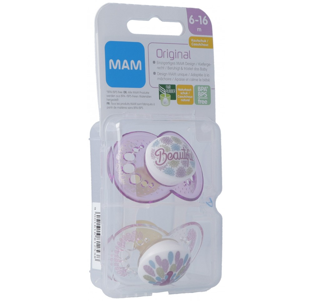 MAM Original lolette caoutchouc 6-16m Girl 2 pce