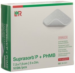 SUPRASORB P+PHMB pansement mousse 7.5x7.5cm 10 pce