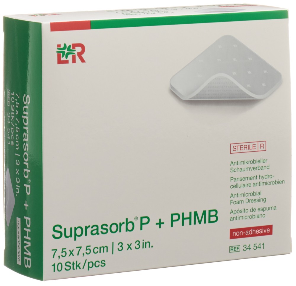 SUPRASORB P+PHMB pansement mousse 7.5x7.5cm 10 pce