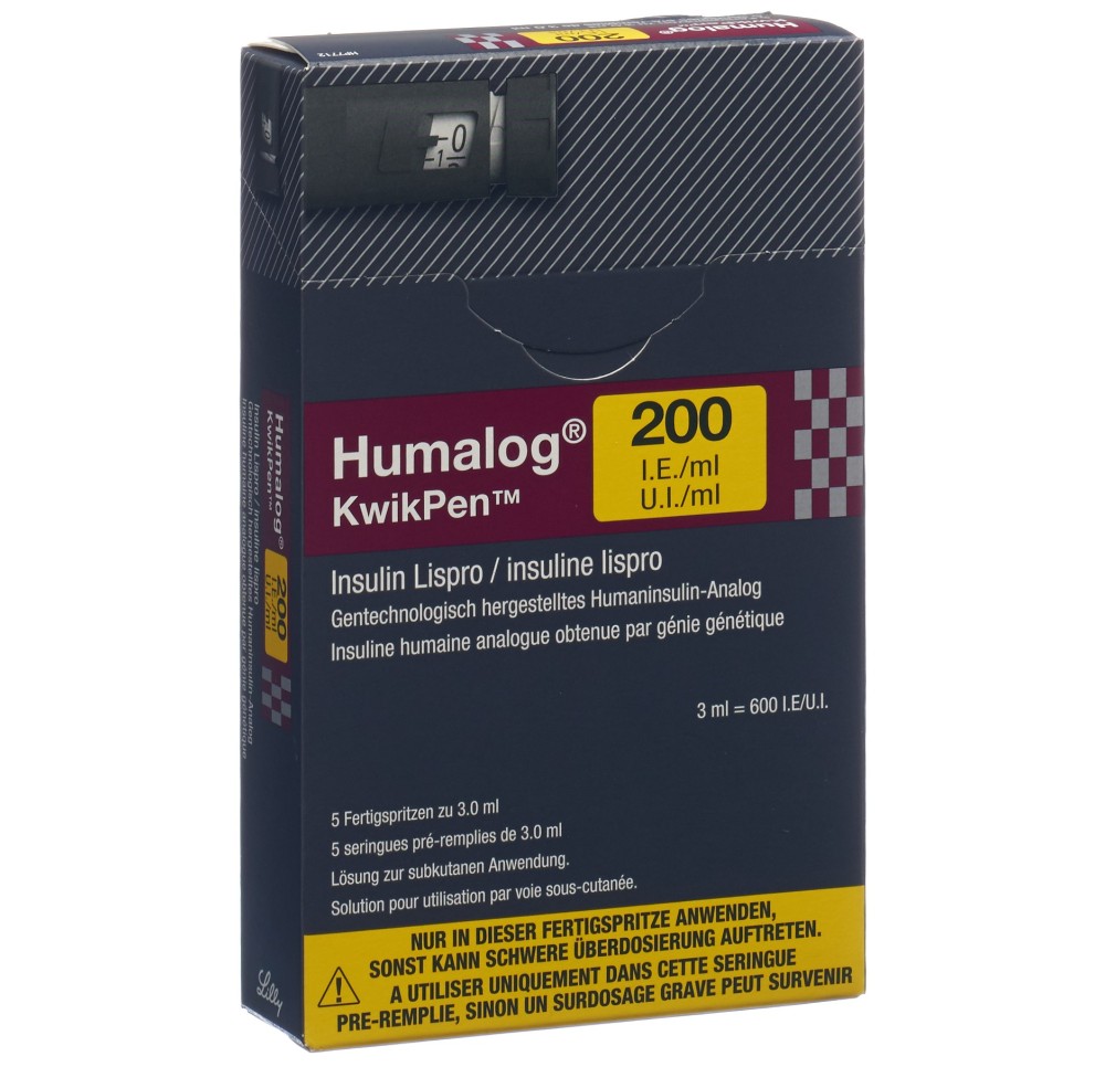 HUMALOG KwikPen sol inj 200 UI/ml 5 stylo pré 3 ml HUMALOG KwikPen sol inj 200 UI/ml 5 stylo pré 3 ml