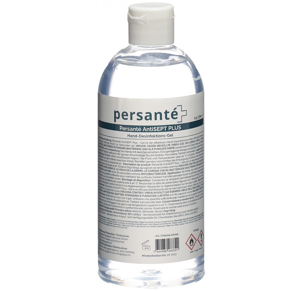 PERSANTE AntiSEPT Plus Gel désinf mains fl 500 ml