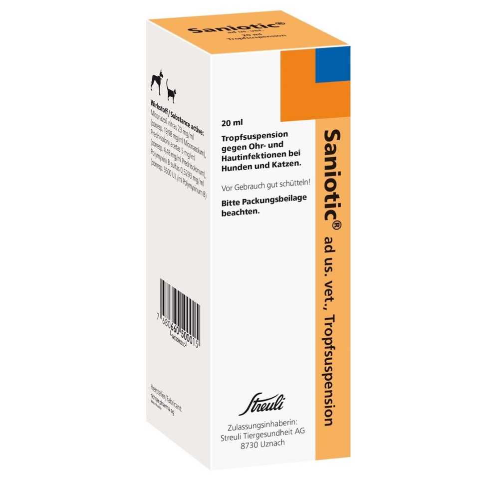 SANIOTIC suspension en gouttes ad us. vet. 20 ml SANIOTIC suspension en gouttes ad us. vet. 20 ml