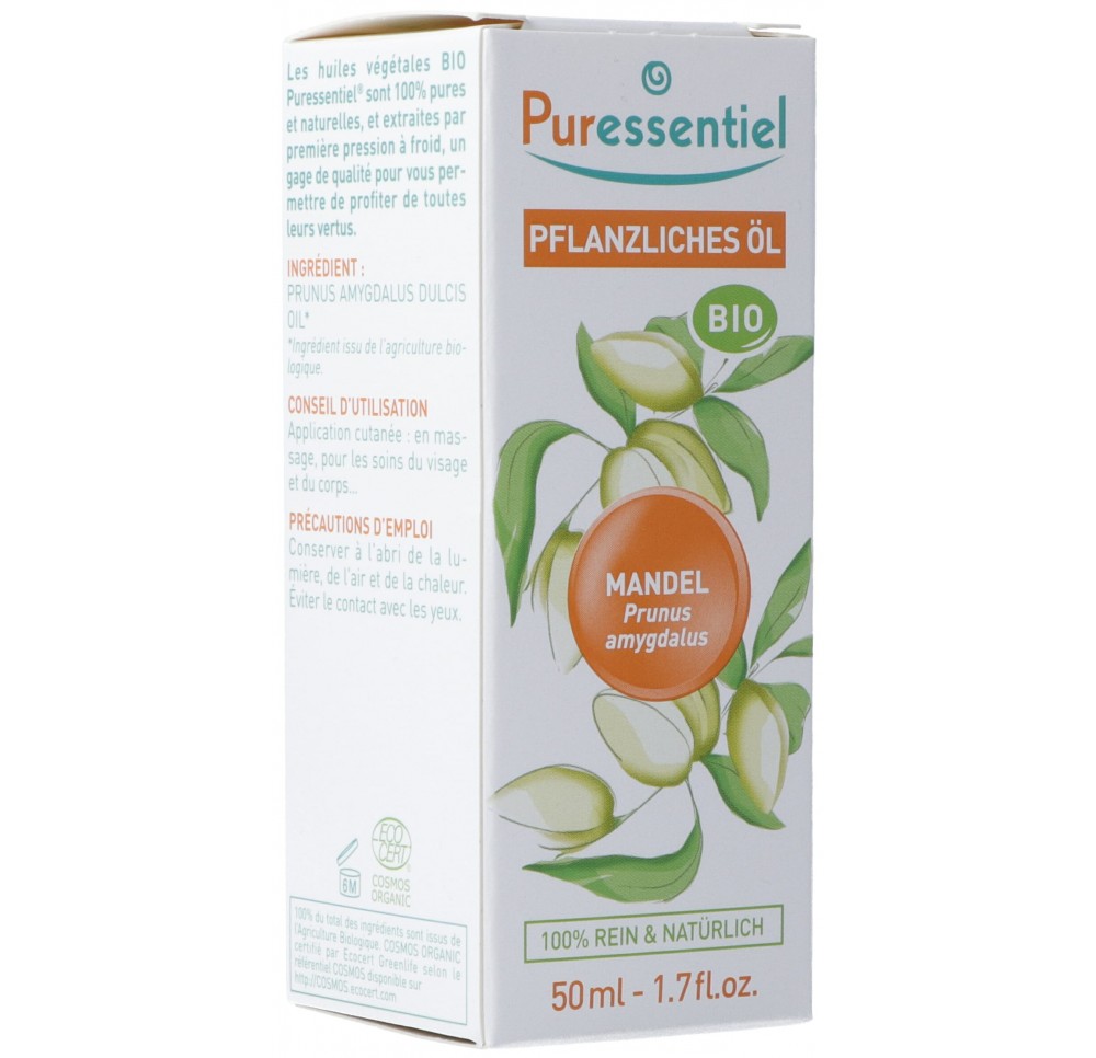 PURESSENTIEL huile végétale amande douce bio 50 ml