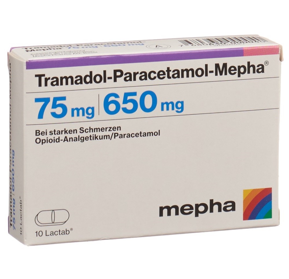 TRAMADOL-PARACETAMOL Mepha 75/650 mg 10 pce TRAMADOL-PARACETAMOL Mepha 75/650 mg 10 pce