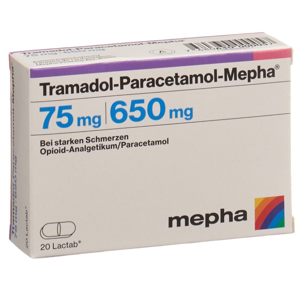 TRAMADOL-PARACETAMOL Mepha 75/650 mg 20 pce TRAMADOL-PARACETAMOL Mepha 75/650 mg 20 pce