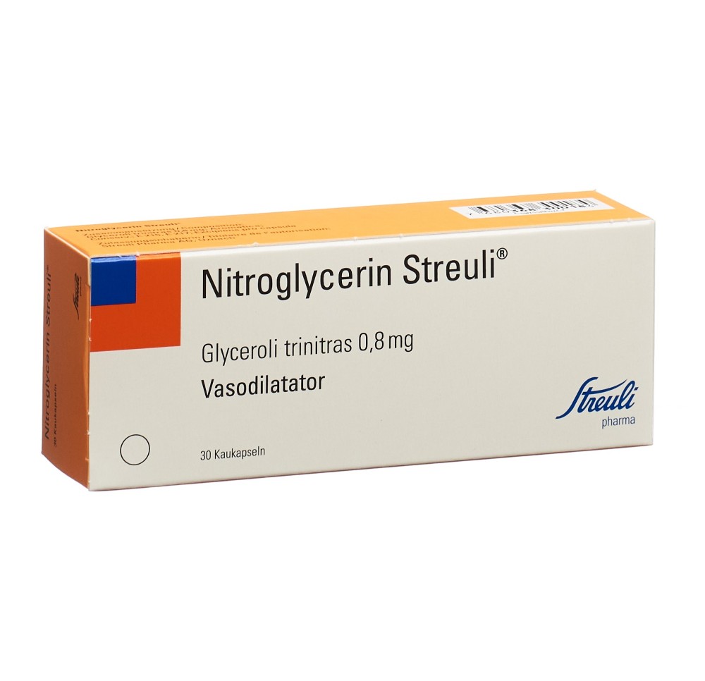 NITROGLYCERINE Streuli caps croquer 0.8 mg 30 pce NITROGLYCERINE Streuli caps croquer 0.8 mg 30 pce