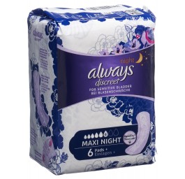 ALWAYS Discreet incontinence Pads+ max Night 6 pce