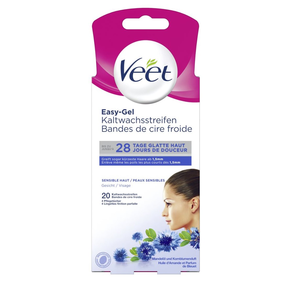 VEET band cire froide visage peaux sens 20 pce