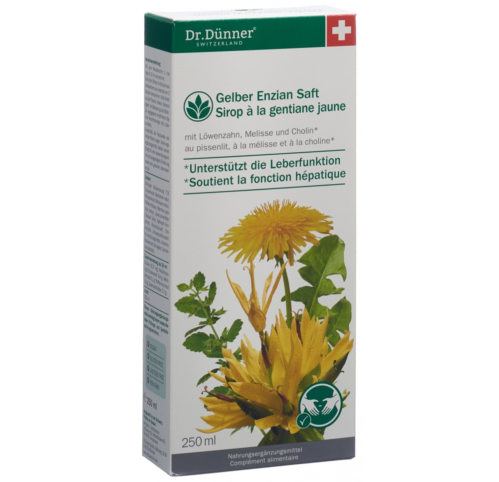 DÜNNER gentiane jaune sirop fonction hépat 250 ml