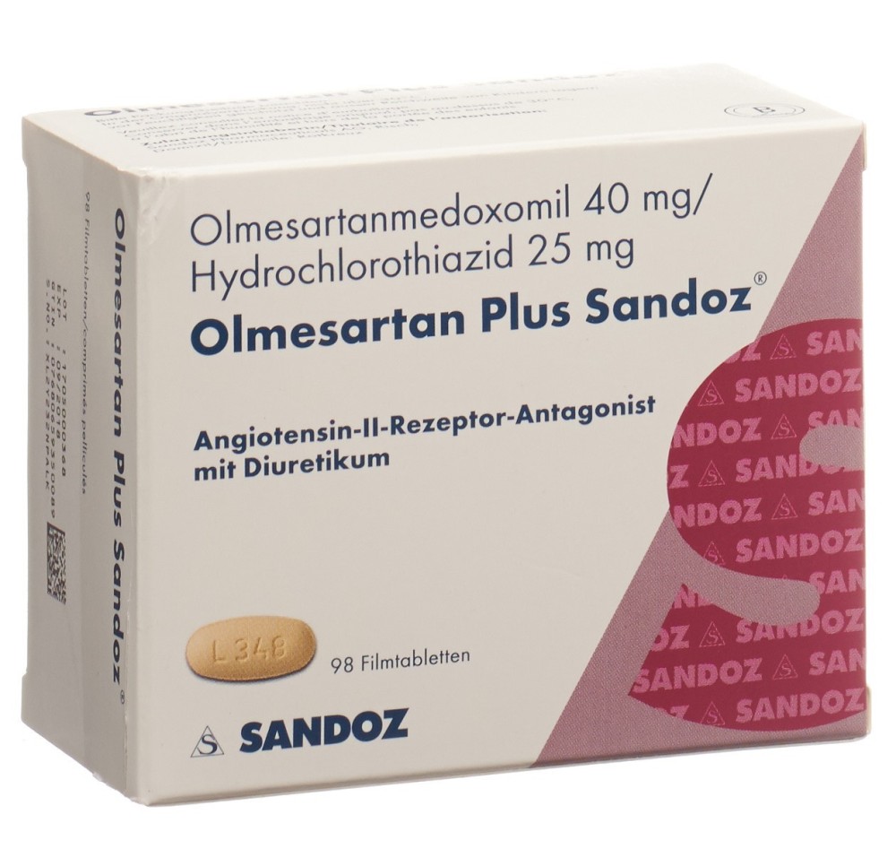 OLMESARTAN PLUS Sandoz cpr pell 40/25mg 98 pce OLMESARTAN PLUS Sandoz cpr pell 40/25mg 98 pce