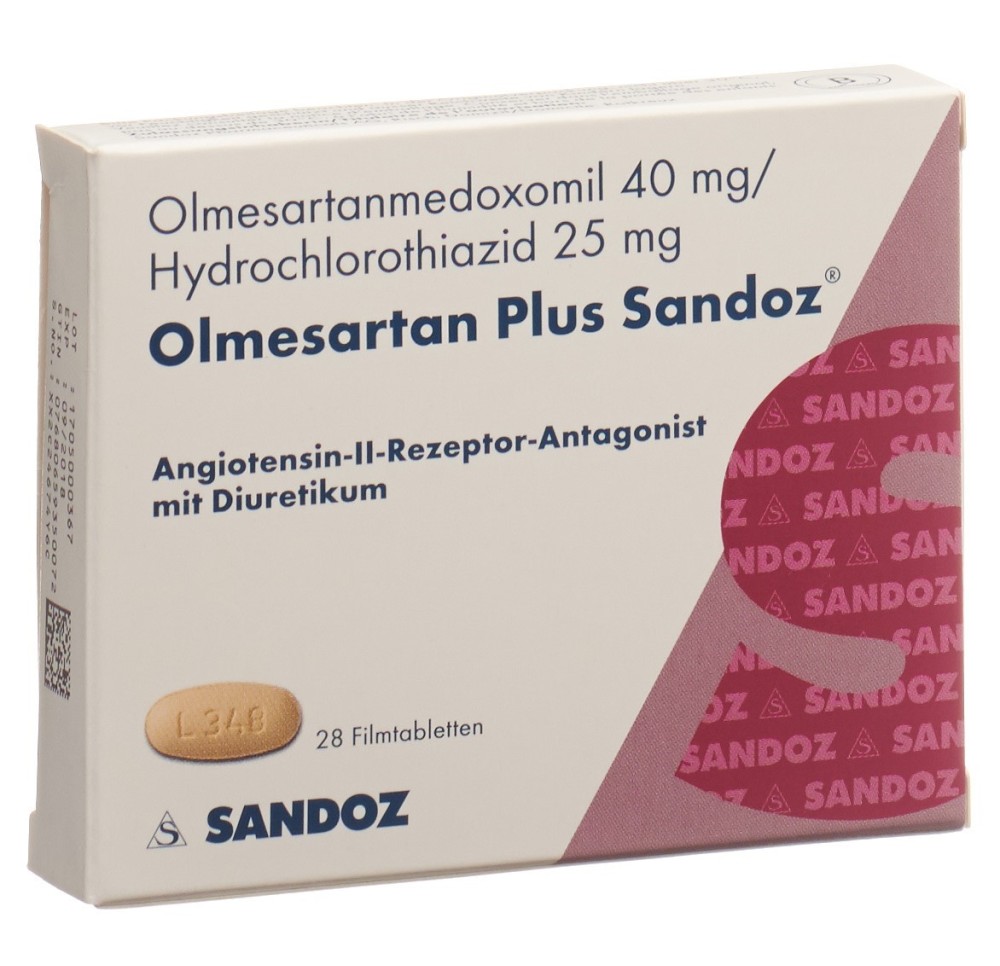 OLMESARTAN PLUS Sandoz cpr pell 40/25mg 28 pce OLMESARTAN PLUS Sandoz cpr pell 40/25mg 28 pce