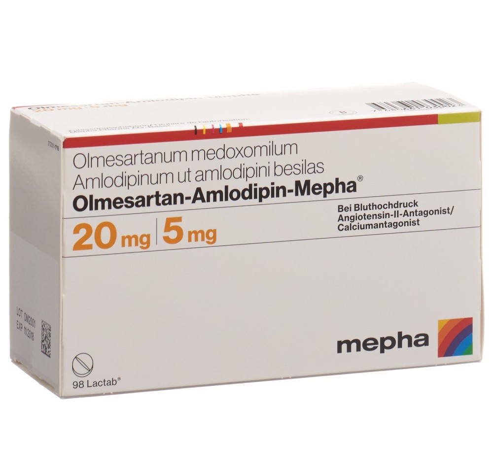 OLMESARTAN-AMLODIPIN Mepha cpr pell 20/5mg 98 pce OLMESARTAN-AMLODIPIN Mepha cpr pell 20/5mg 98 pce