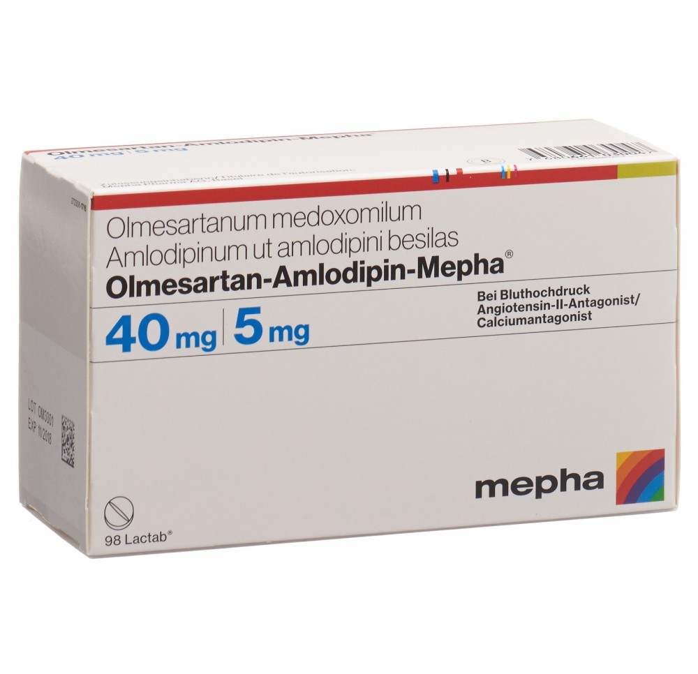 OLMESARTAN-AMLODIPIN Mepha cpr pell 40/5mg 98 pce OLMESARTAN-AMLODIPIN Mepha cpr pell 40/5mg 98 pce