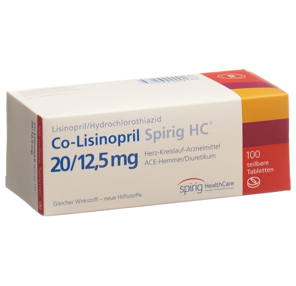 CO-LISINOPRIL Spirig HC cpr 20/12.5 mg 100 pce CO-LISINOPRIL Spirig HC cpr 20/12.5 mg 100 pce