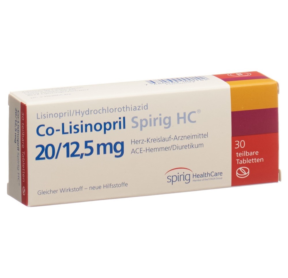 CO-LISINOPRIL Spirig HC cpr 20/12.5 mg 30 pce CO-LISINOPRIL Spirig HC cpr 20/12.5 mg 30 pce