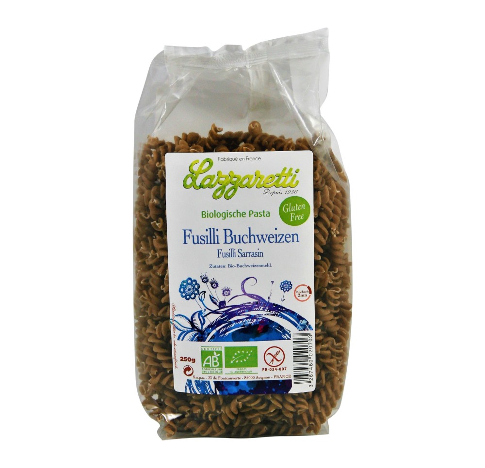 LAZZARETTI Fusilli de sarrasin sach 250 g LAZZARETTI Fusilli de sarrasin sach 250 g