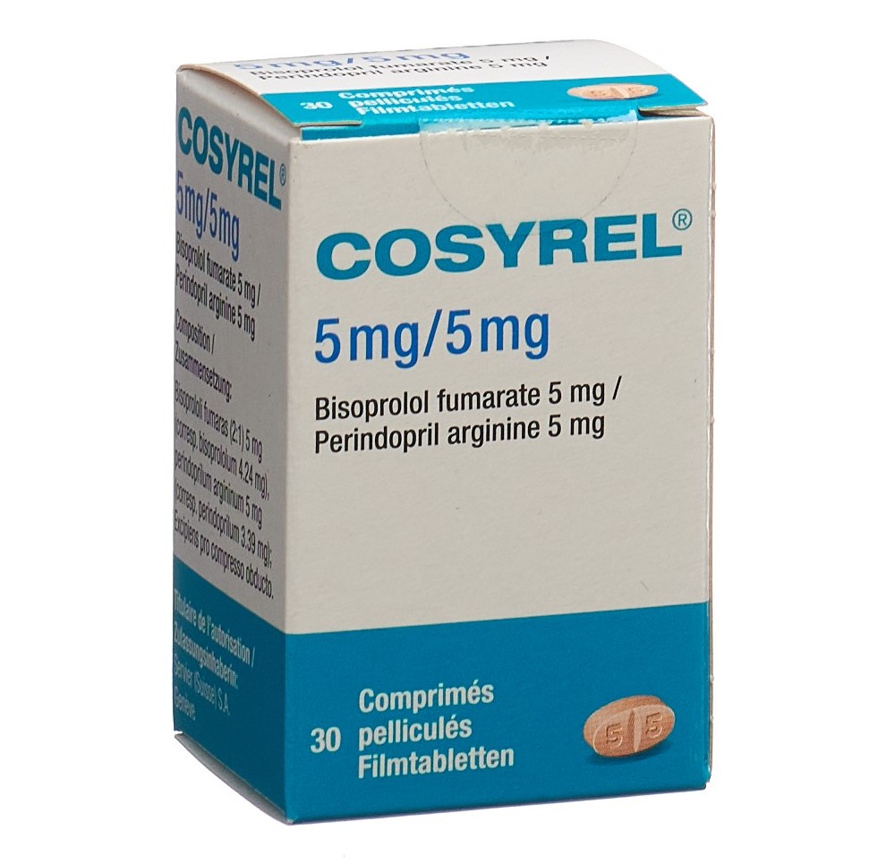 COSYREL cpr pell Biso 5mg/Pérind 5mg bte 30 pce COSYREL cpr pell Biso 5mg/Pérind 5mg bte 30 pce