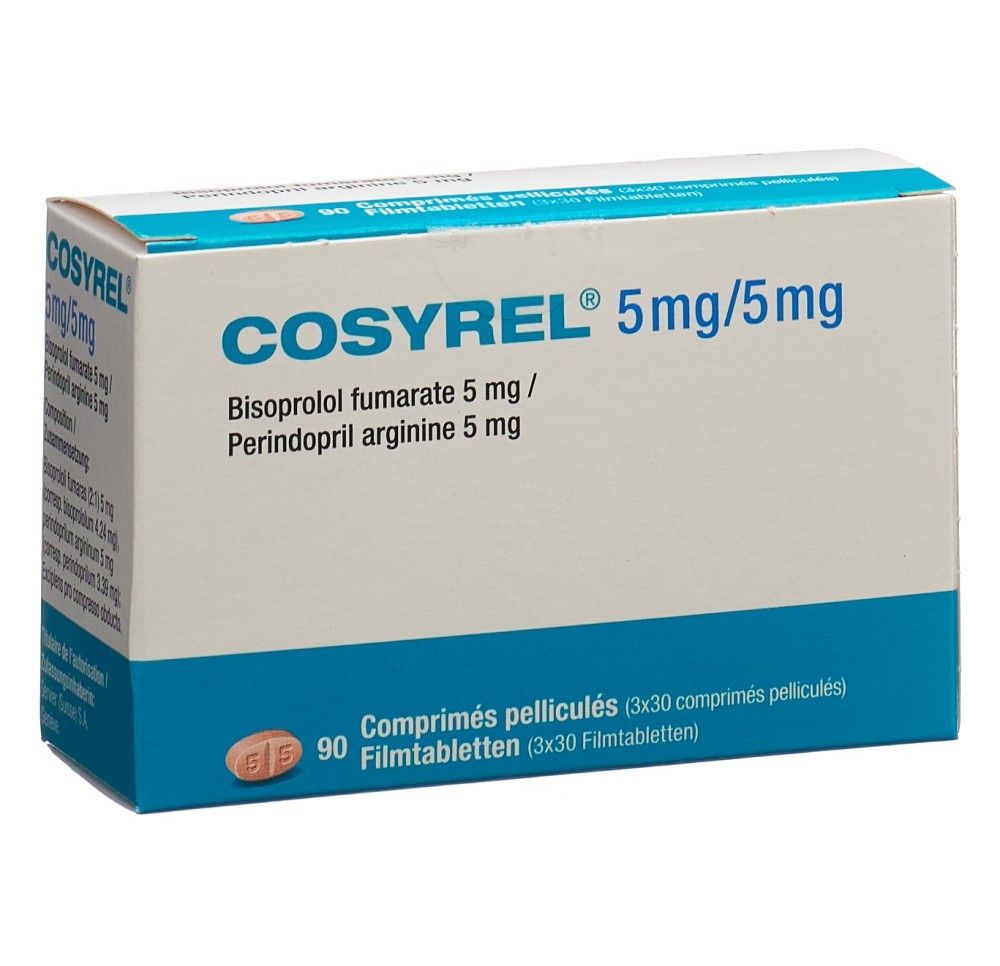 COSYREL cpr pell Biso 5mg/Pérind 5mg 3 x 30 pce COSYREL cpr pell Biso 5mg/Pérind 5mg 3 x 30 pce