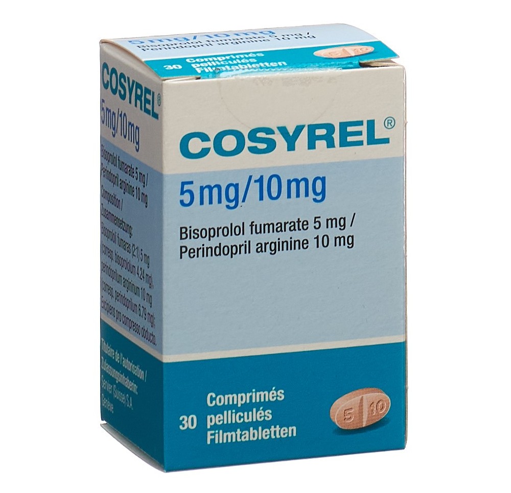 COSYREL cpr pell Biso 5mg/Pérind 10mg bte 30 pce COSYREL cpr pell Biso 5mg/Pérind 10mg bte 30 pce