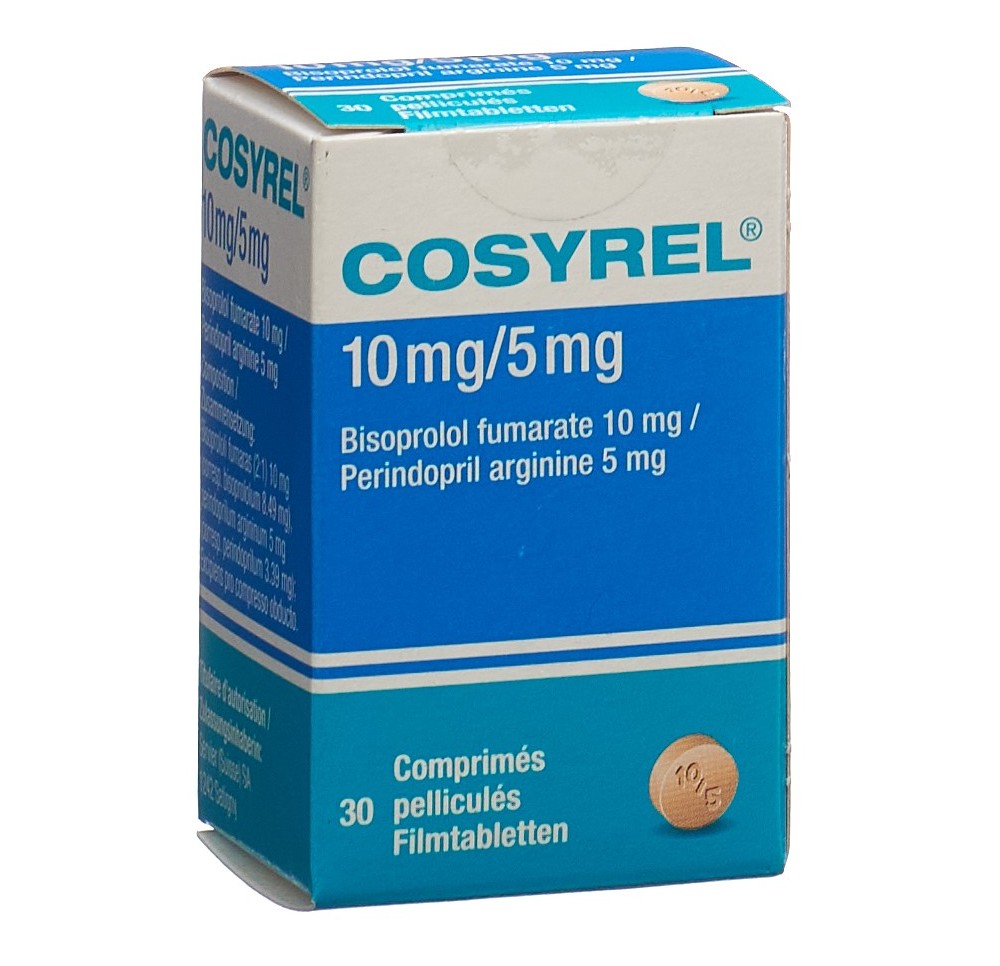 COSYREL cpr pell Biso 10mg/Pérind 5mg bte 30 pce COSYREL cpr pell Biso 10mg/Pérind 5mg bte 30 pce
