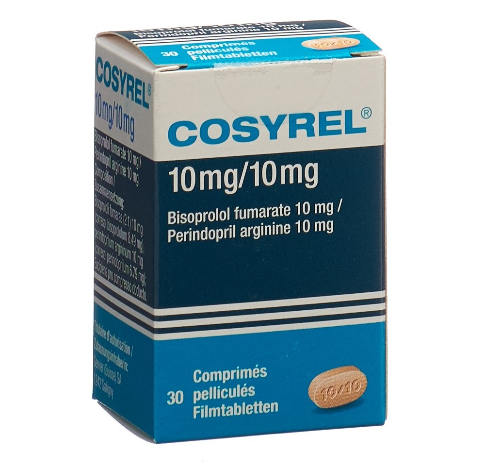COSYREL cpr pell Biso 10mg/Pérind 10mg bte 30 pce COSYREL cpr pell Biso 10mg/Pérind 10mg bte 30 pce