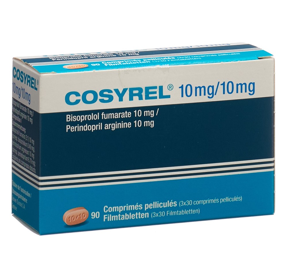 COSYREL cpr pell Biso 10mg/Pérind 10mg 3 x 30 pce COSYREL cpr pell Biso 10mg/Pérind 10mg 3 x 30 pce