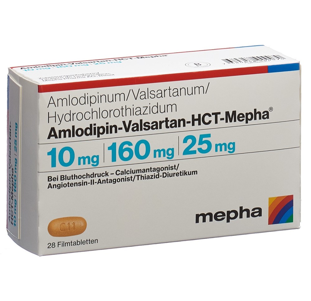 AMLODIPIN VALSARTAN HCT Mepha 10/160/25 28 pce AMLODIPIN VALSARTAN HCT Mepha 10/160/25 28 pce