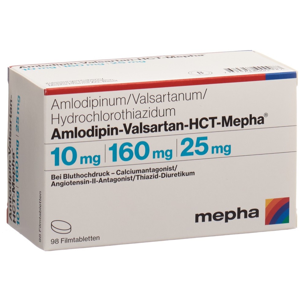 AMLODIPIN VALSARTAN HCT Mepha 10/160/25 98 pce AMLODIPIN VALSARTAN HCT Mepha 10/160/25 98 pce