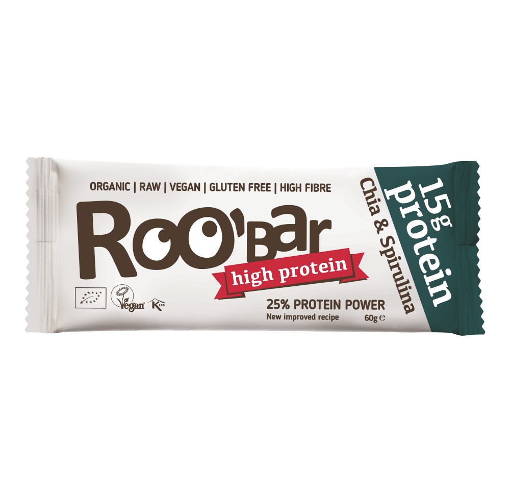 ROOBAR barre protéinée crue chia&spiruli 60 g