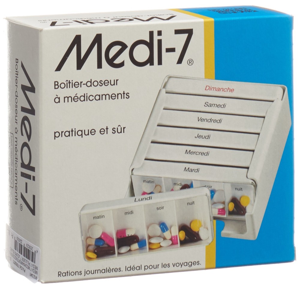 SAHAG Medi-7 pilulier 7 jours 4 cases jo blanc fr