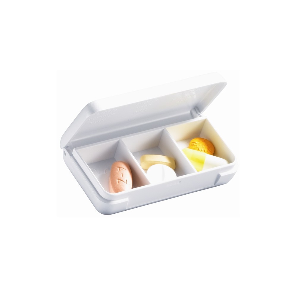 SAHAG pilulier journalier 6.5x3.5cm blanc 3 cases
