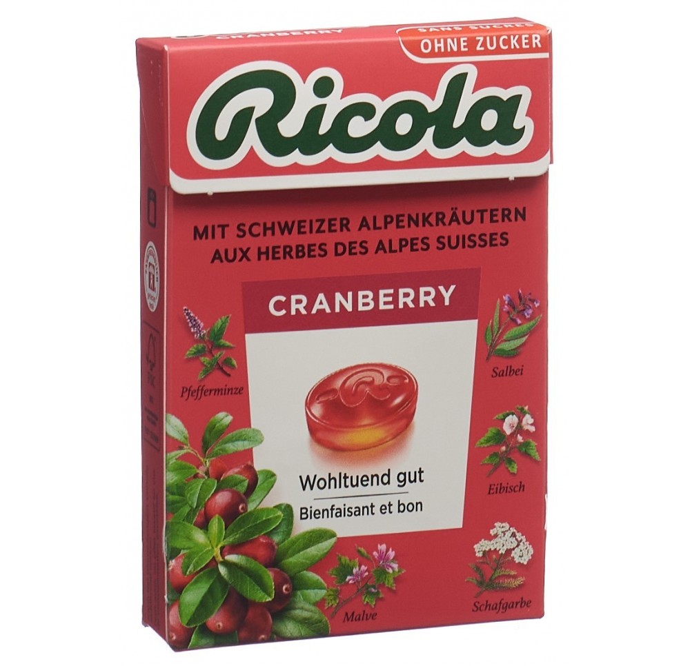 RICOLA cranberry bonbons ss av stevia box 50 g