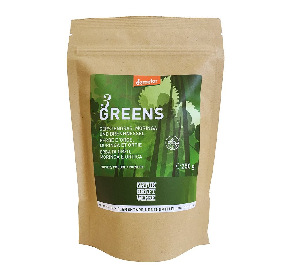 NATURKRAFTWERKE 3Greens Poudre Demeter 250 g NATURKRAFTWERKE 3Greens Poudre Demeter 250 g
