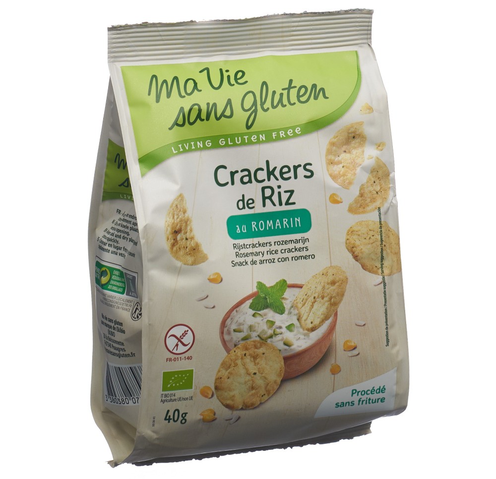 MA VIE S GLUT Crackers de riz au romarin 40 g MA VIE S GLUT Crackers de riz au romarin 40 g