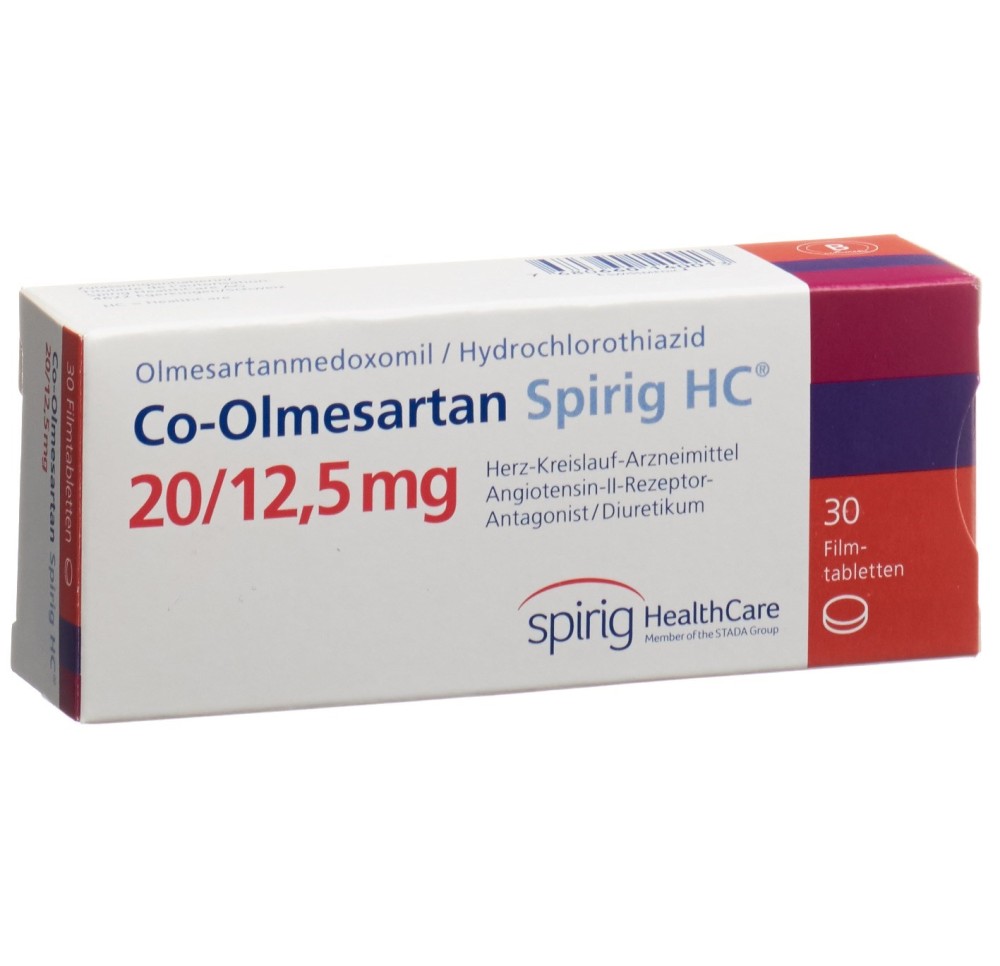 CO-OLMESARTAN Spirig HC cpr pell 20/12.5mg 30 pce CO-OLMESARTAN Spirig HC cpr pell 20/12.5mg 30 pce