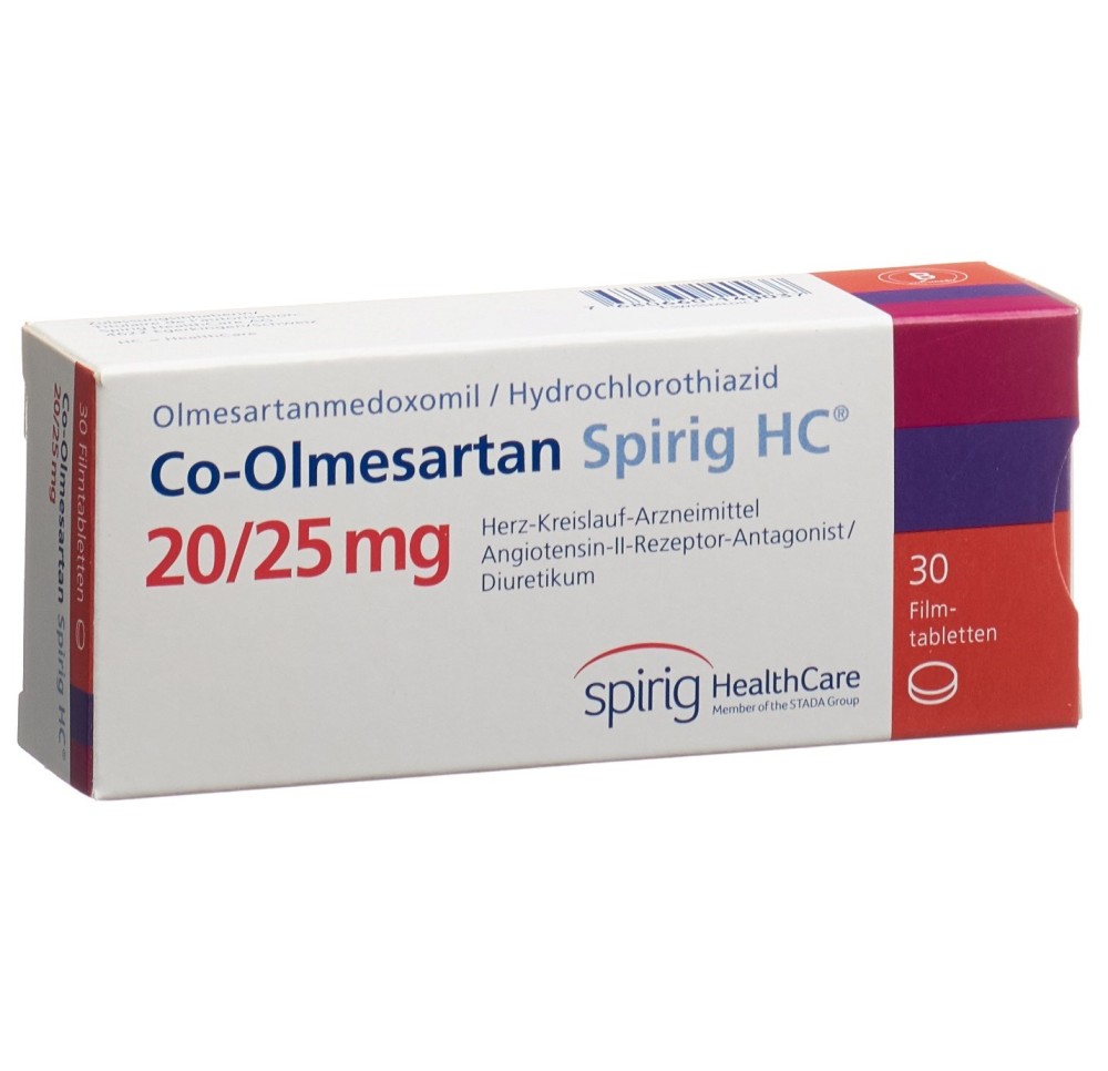 CO-OLMESARTAN Spirig HC cpr pell 20/25mg 30 pce CO-OLMESARTAN Spirig HC cpr pell 20/25mg 30 pce