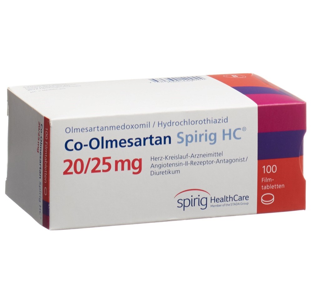 CO-OLMESARTAN Spirig HC cpr pell 20/25mg 100 pce CO-OLMESARTAN Spirig HC cpr pell 20/25mg 100 pce