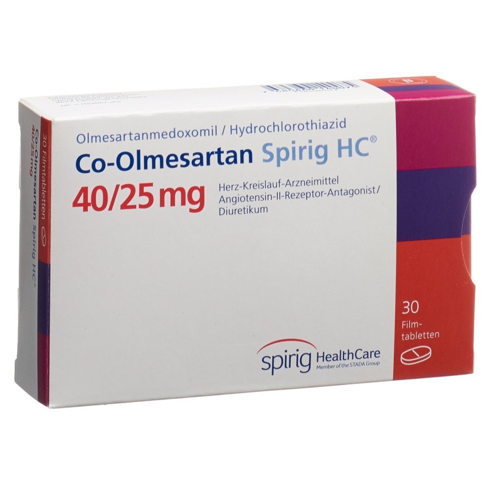 CO-OLMESARTAN Spirig HC cpr pell 40/25mg 30 pce CO-OLMESARTAN Spirig HC cpr pell 40/25mg 30 pce