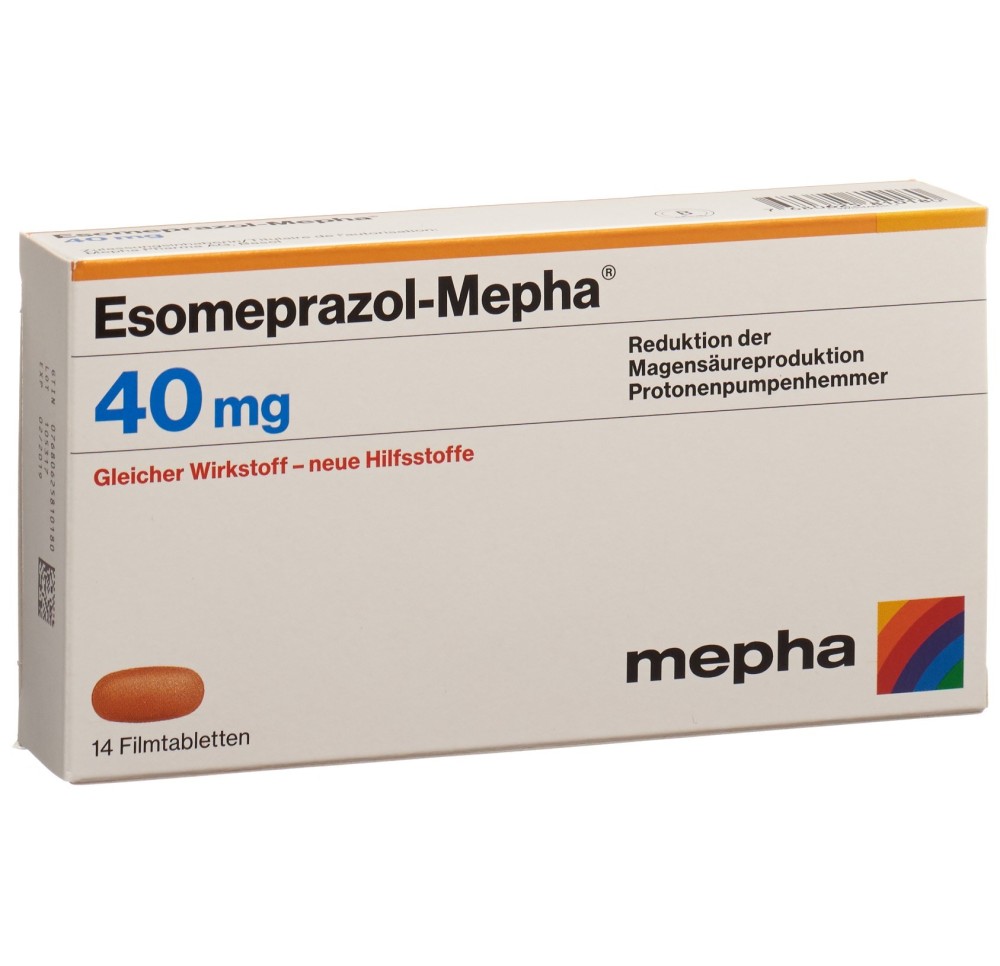 ESOMEPRAZOL Mepha cpr pell 40 mg 14 pce ESOMEPRAZOL Mepha cpr pell 40 mg 14 pce