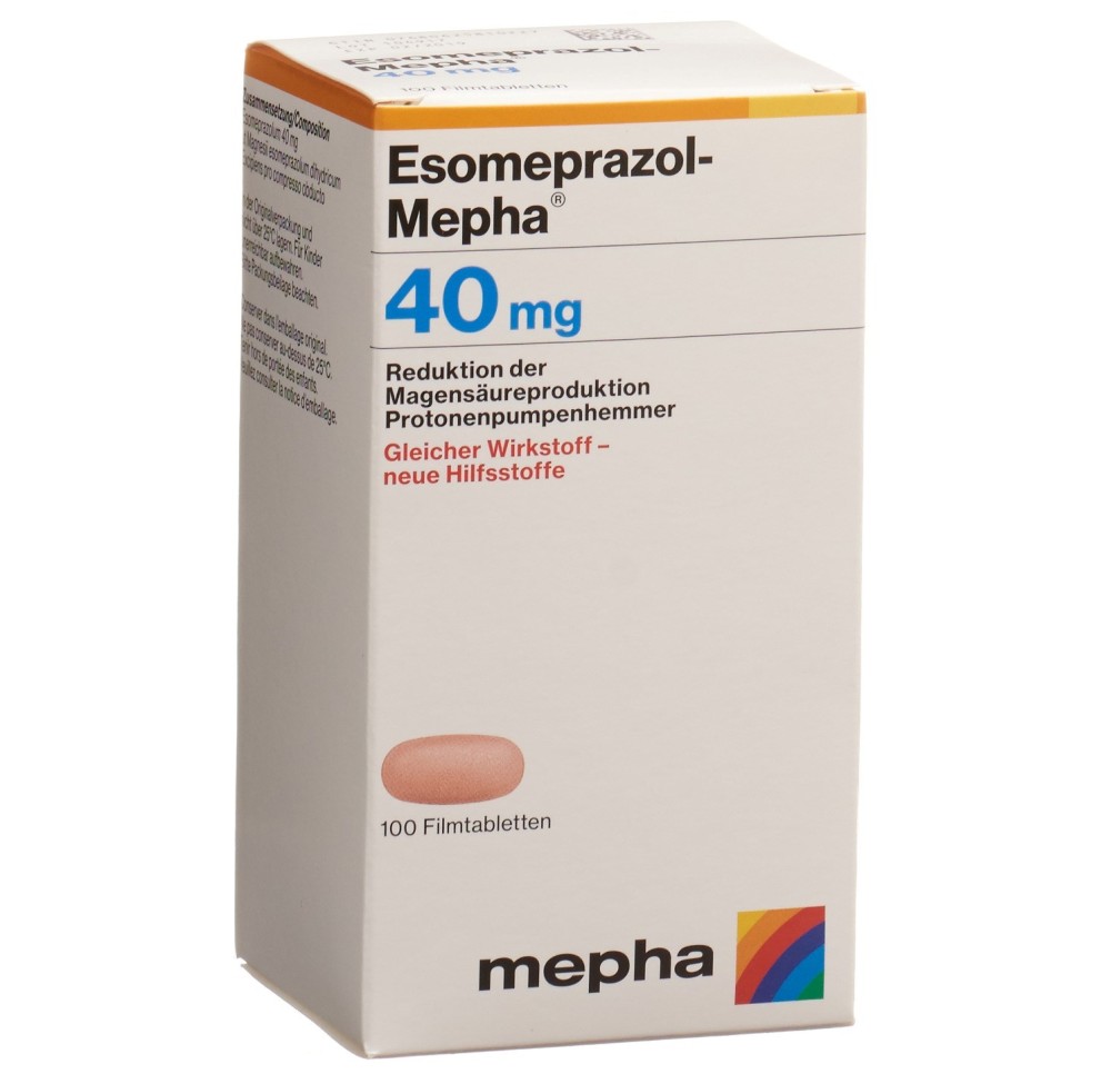ESOMEPRAZOL Mepha cpr pell 40 mg bte 100 pce ESOMEPRAZOL Mepha cpr pell 40 mg bte 100 pce