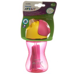 PHILIPS AVENT tasse avec paille 300ml girl rose
