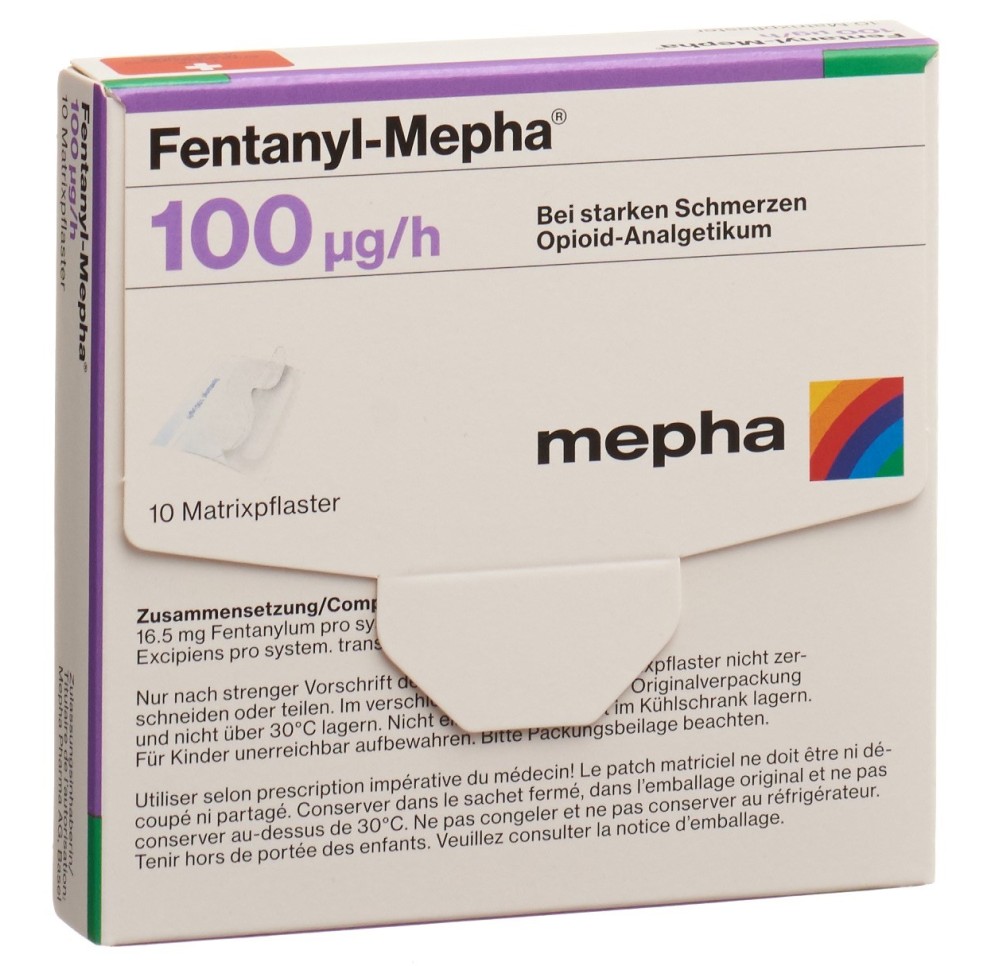 FENTANYL Mepha patch mat 100 mcg/h 10 pce FENTANYL Mepha patch mat 100 mcg/h 10 pce