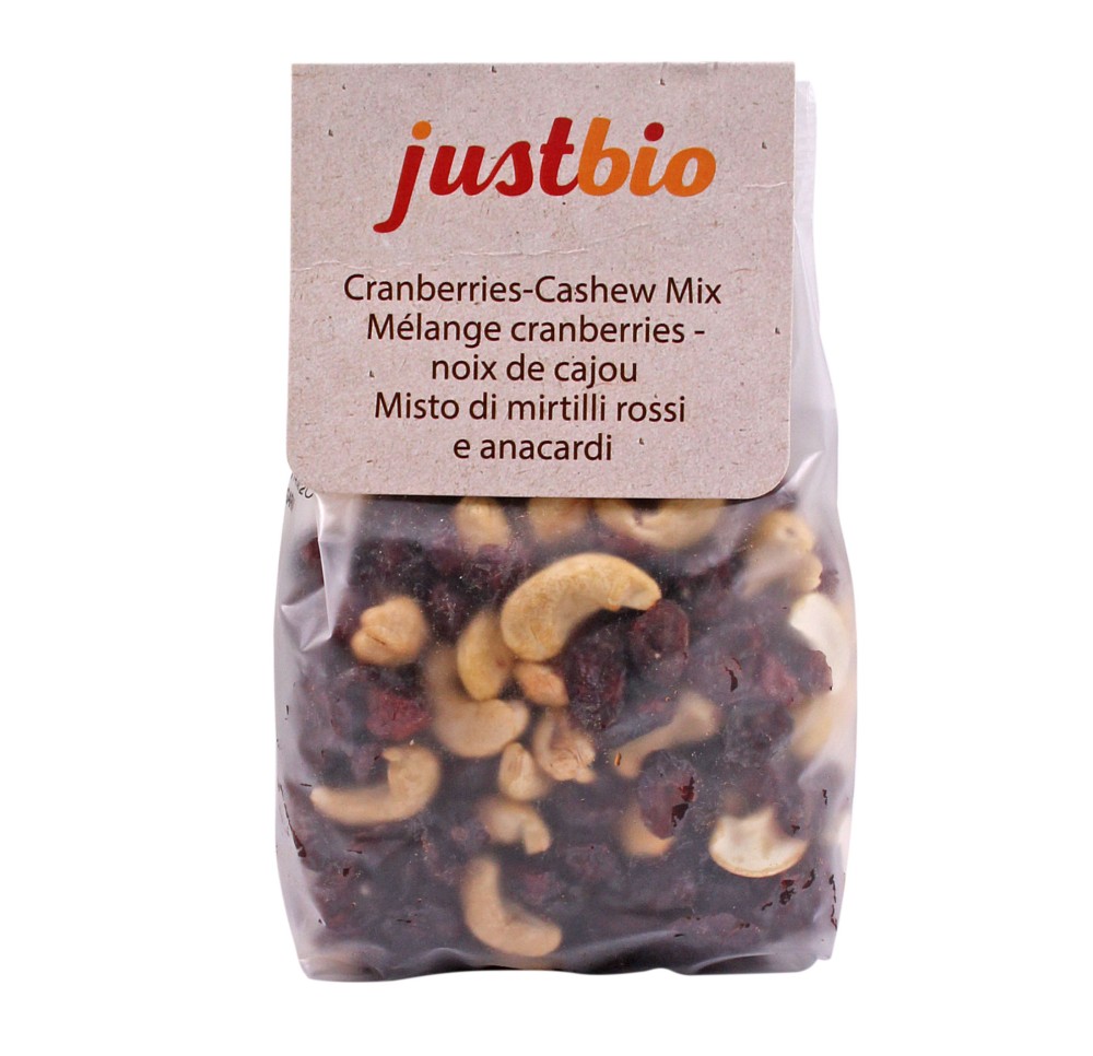 JUSTBIO Mélange cranberries/noix cajou 200 g JUSTBIO Mélange cranberries/noix cajou 200 g