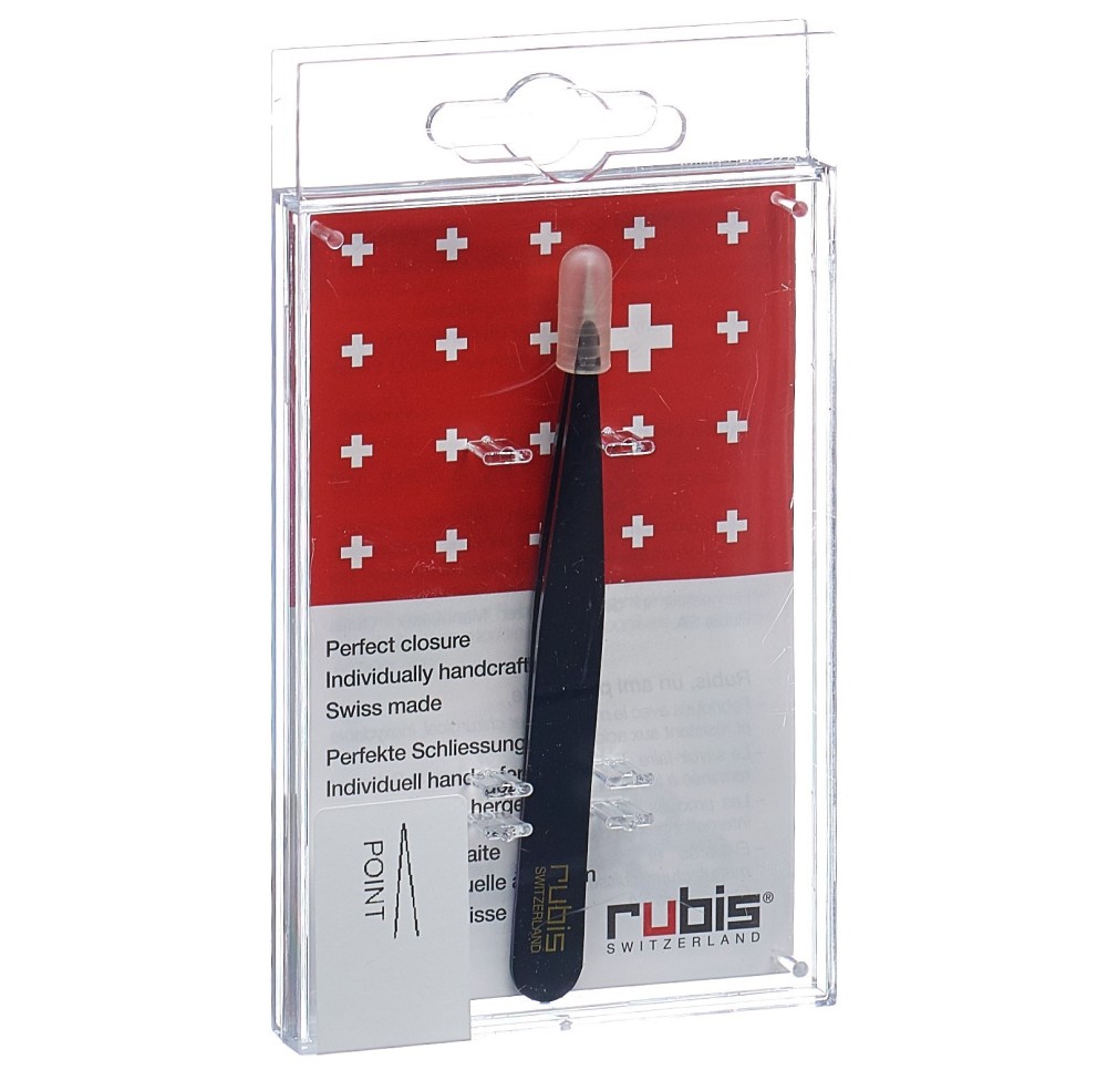 RUBIS pincette pointue noire inox