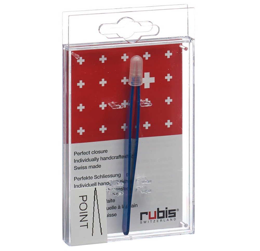 RUBIS pincette pointue bleue inox