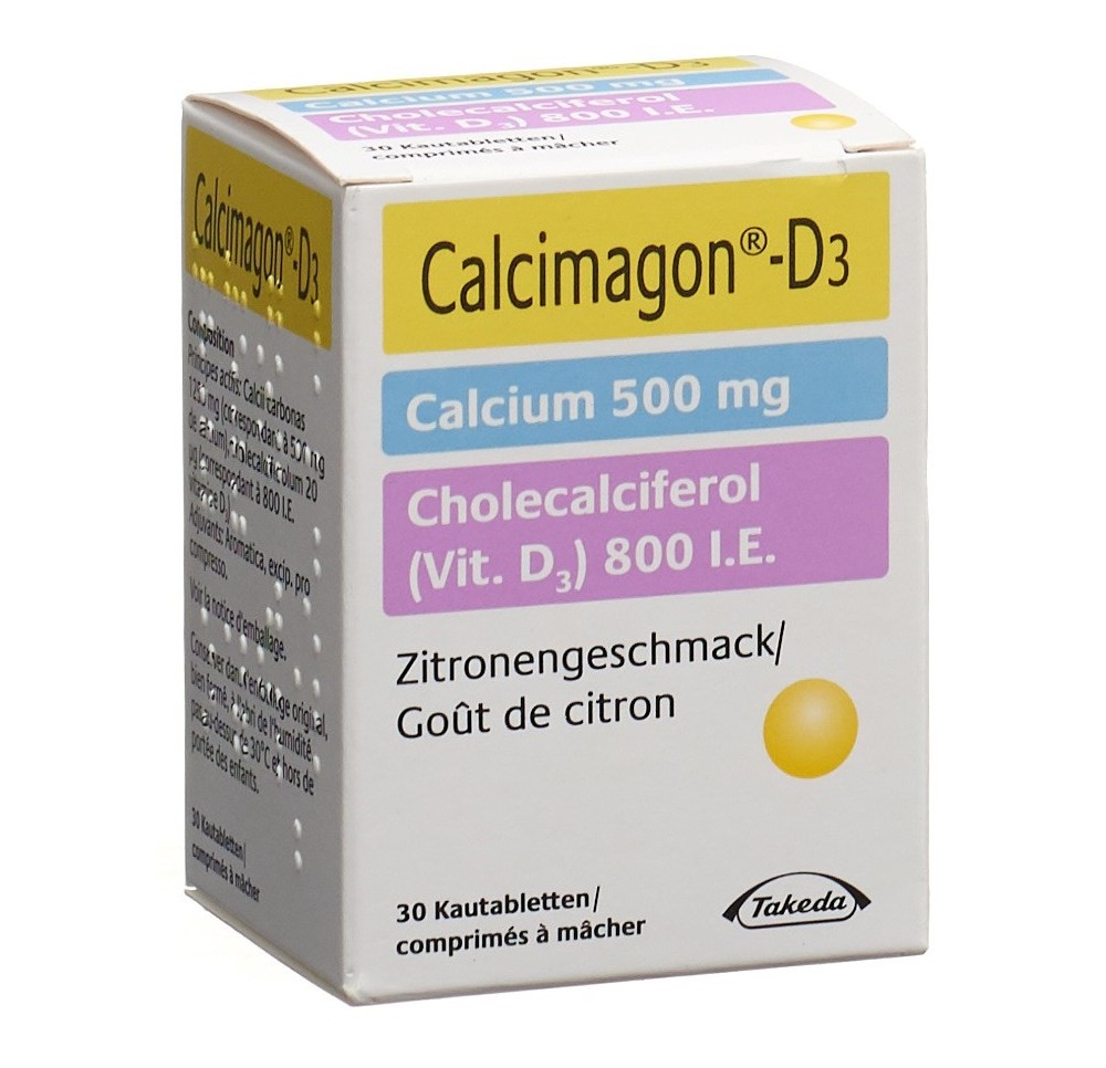 CALCIMAGON D3 cpr croquer 500/800 citron 30 pce