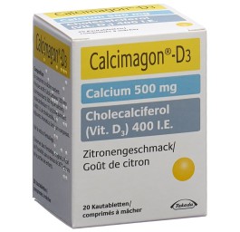 CALCIMAGON D3 cpr croquer 500/400 citron 20 pce