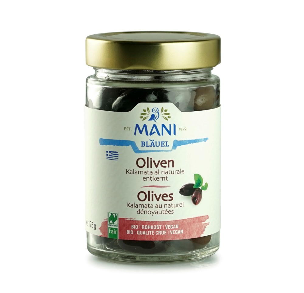 MANI Olives Kalamata naturel dénoyauté bio 175 g MANI Olives Kalamata naturel dénoyauté bio 175 g