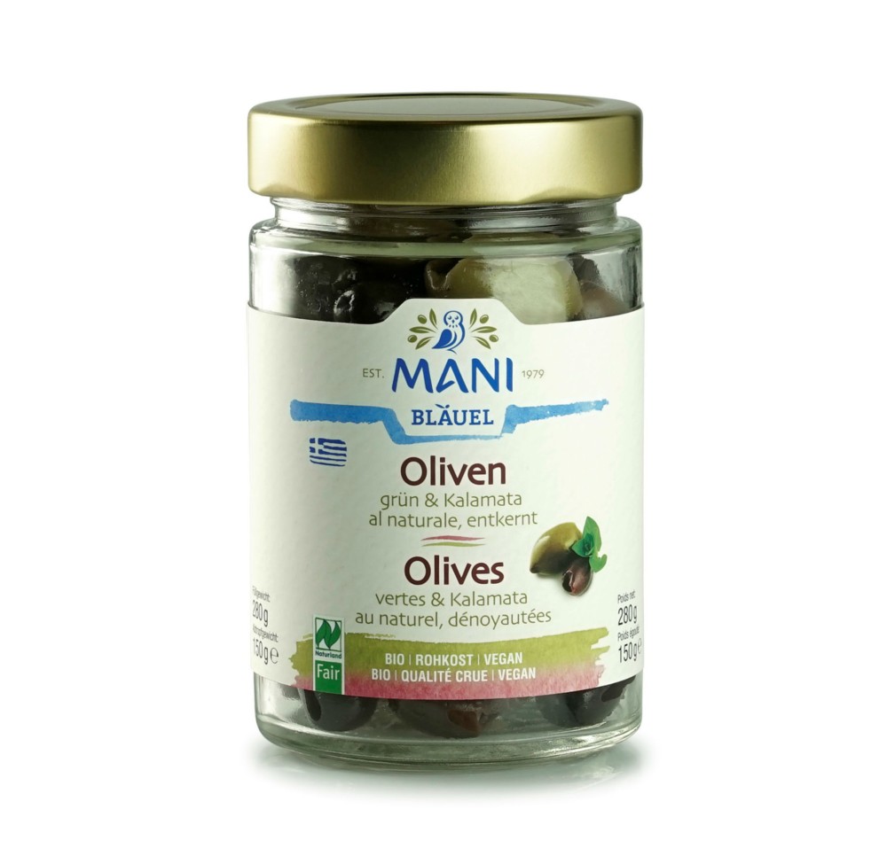 MANI Olives vertes&Kala nat dénoy cru bio 175 g MANI Olives vertes&Kala nat dénoy cru bio 175 g