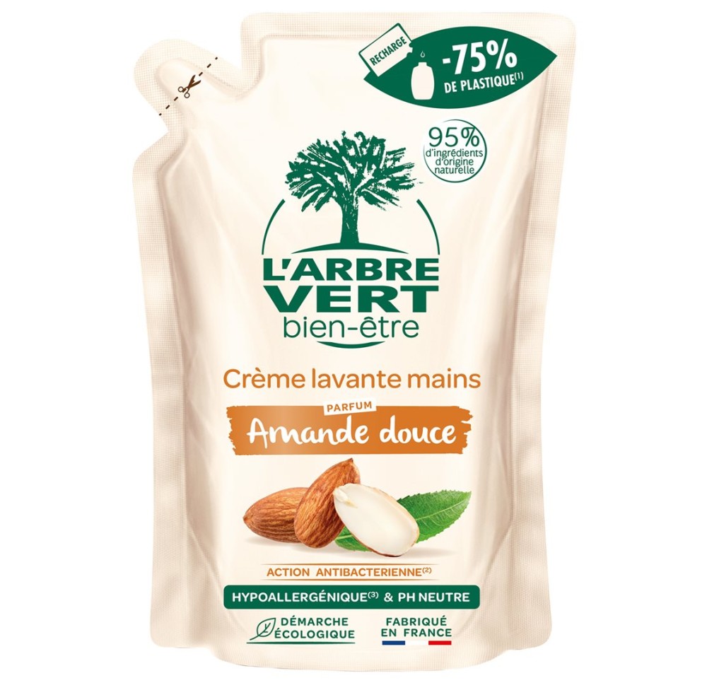 L'ARBRE VERT Rech savon mains amande bio fr 300 ml L'ARBRE VERT Rech savon mains amande bio fr 300 ml